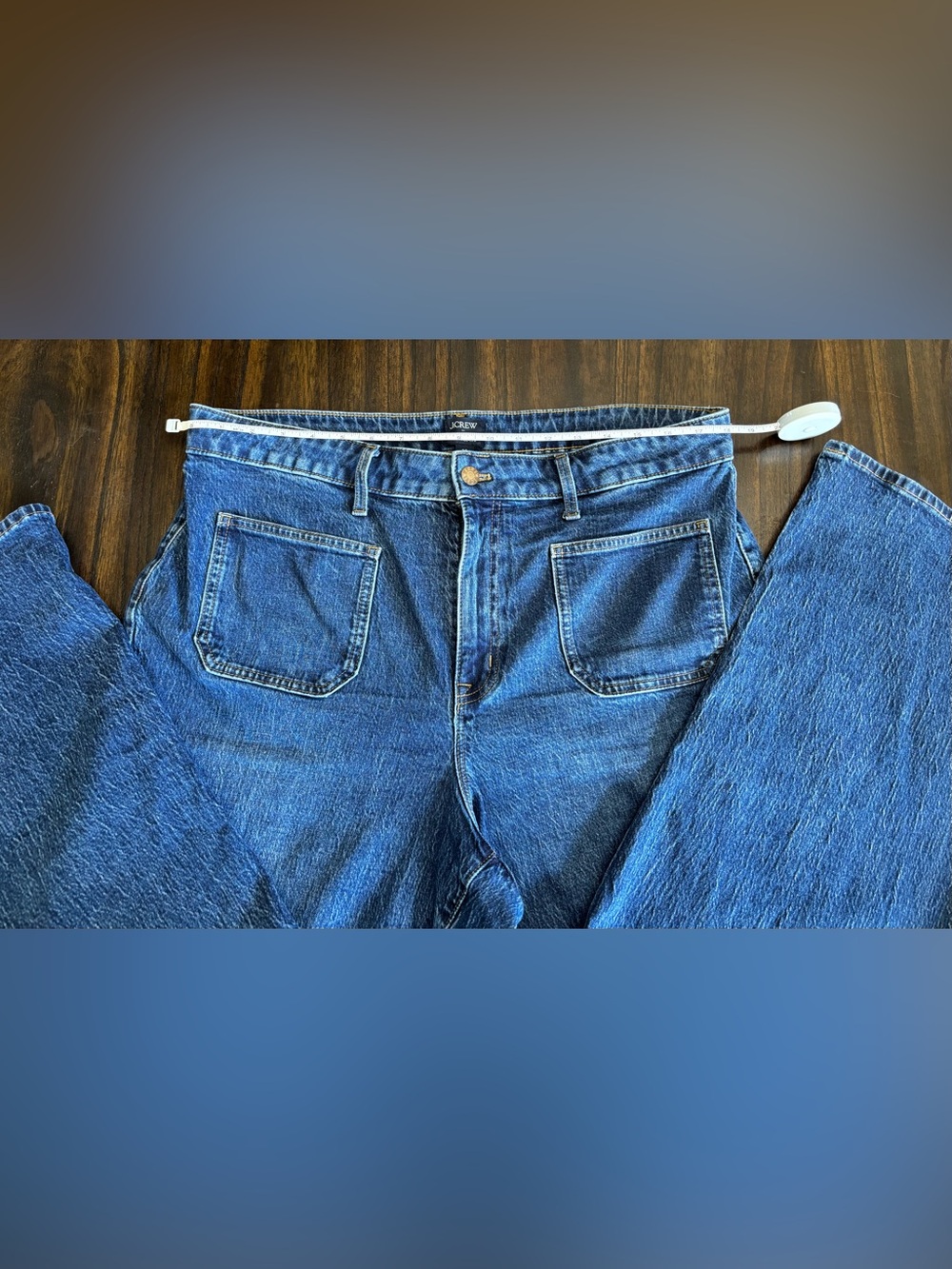 J.Crew Curvy Full-Length Slim Wide-Leg Jeans Blue Size 32